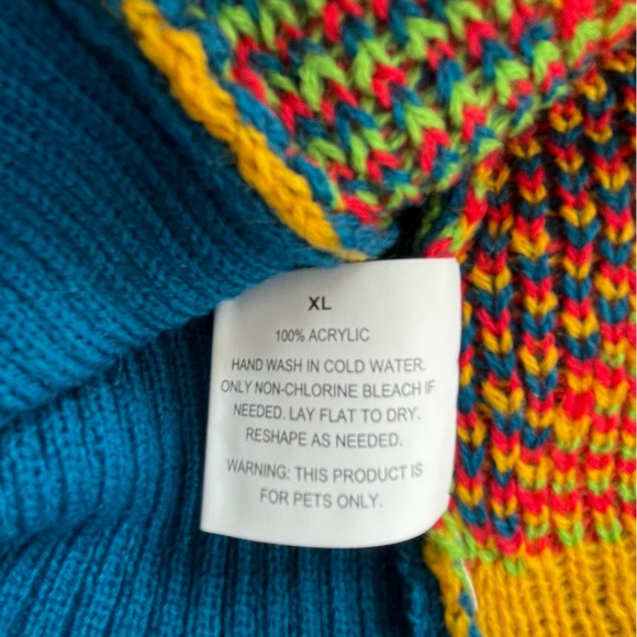 Dog Sweater Blue Knit with a Colorful Argyle Pattern XL - Picture 6 of 6